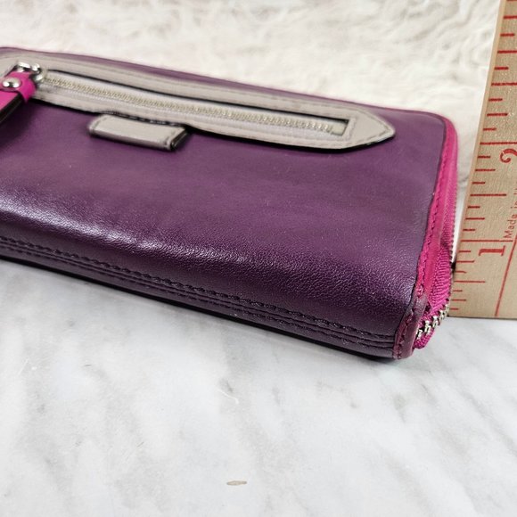 Coach Purple Smooth Leather Long Wallet - Picture 9 of 9